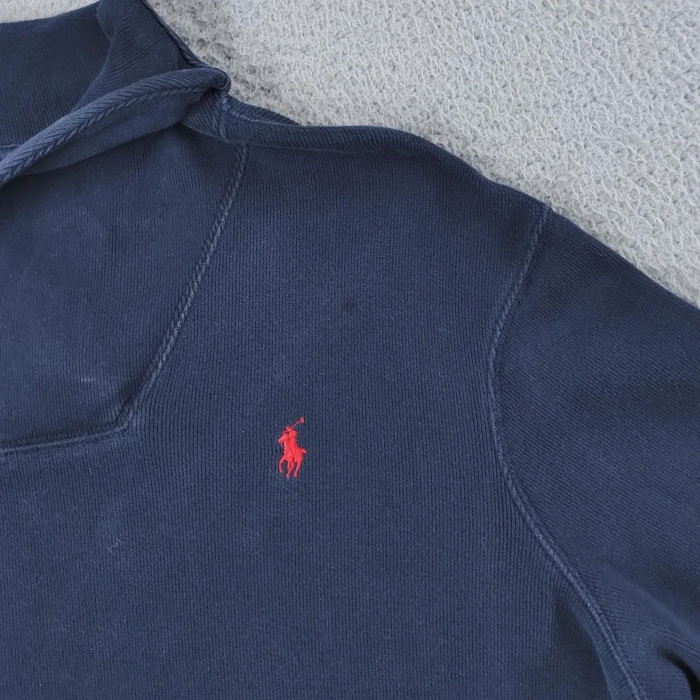 Polo Ralph Lauren Sweater Mens Medium Navy Mock Neck Button Pullover